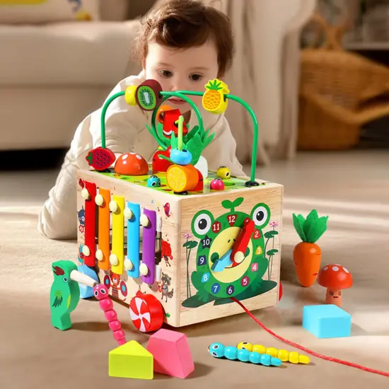 Cub Activitati Montessori 9in1 Pescuit Xilofon Sortare fructe lemn