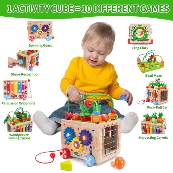 Cub Activitati Montessori 9in1 Pescuit Xilofon Sortare fructe lemn