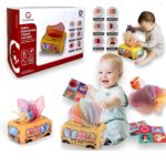 Cutiuta cu servetele moi Autobuz Cub senzorial Activitati bebe