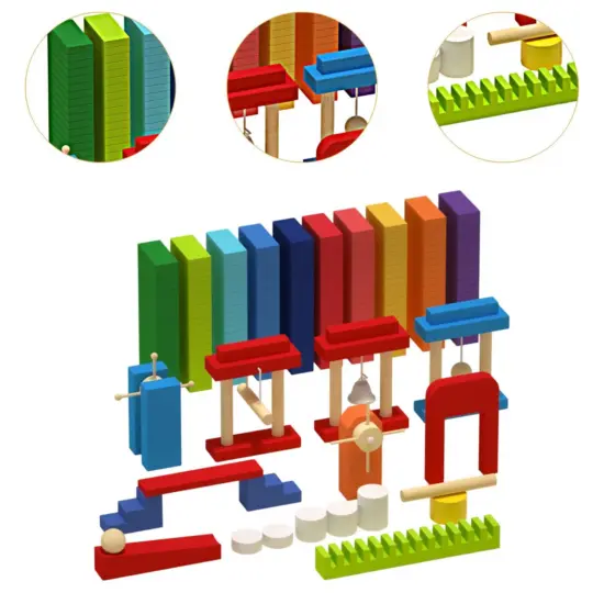 Joc Montessori Domino Curcubeu Cuburi constructii cu mecanisme