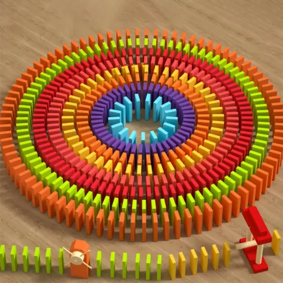 Joc Montessori Domino Curcubeu Cuburi constructii cu mecanisme