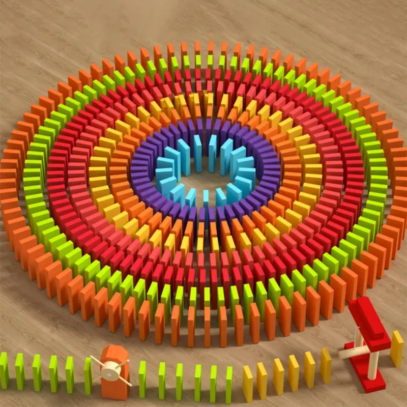 Joc Montessori Domino Curcubeu Cuburi constructii cu mecanisme