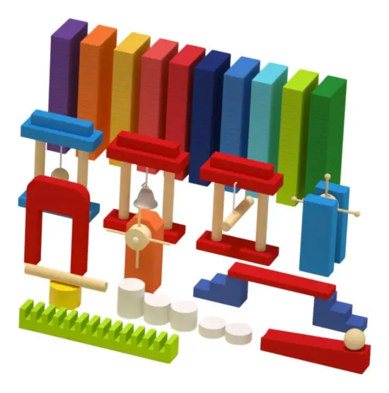 Joc Montessori Domino Curcubeu Cuburi constructii cu mecanisme