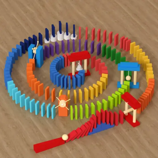 Joc Montessori Domino Curcubeu Cuburi constructii cu mecanisme