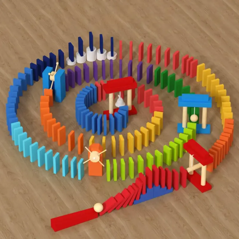 Joc Montessori Domino Curcubeu Cuburi constructii cu mecanisme