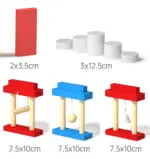 Joc Montessori Domino Curcubeu Cuburi constructii cu mecanisme