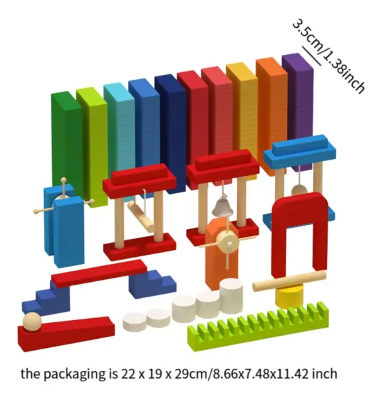 Joc Montessori Domino Curcubeu Cuburi constructii cu mecanisme