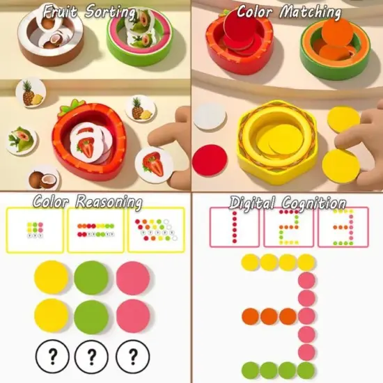 Joc Montessori logic Sortarea Numararea Recunoasterea Fructelor