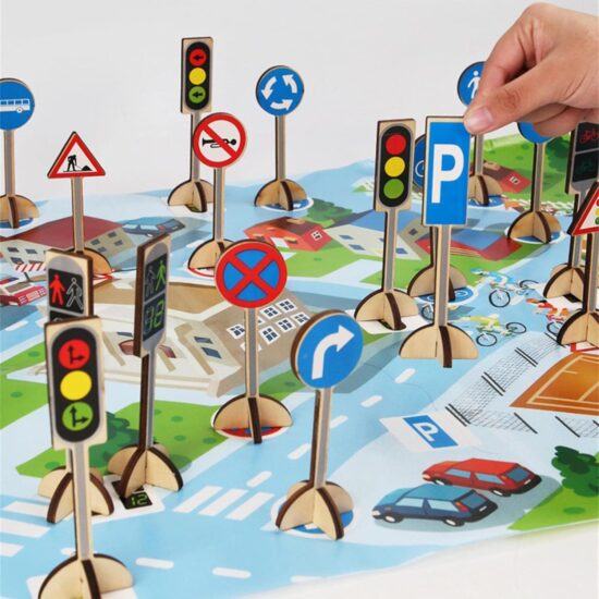 Joc Semne indicatoare de circulatie cu plansa ilustrata Trafic