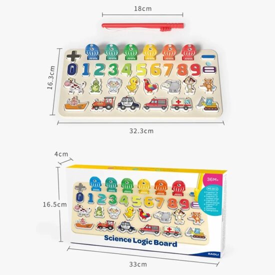 Joc educativ Logaritm 6in1 cu Vehicule Animale Operatii Pescuit