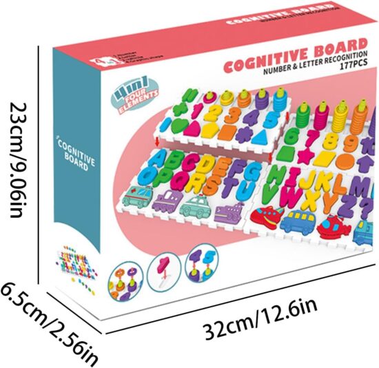 Joc logaritmic 177 piese Tablita cognitiva Asociere numere litere
