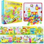 Joc mozaic Paun cu 46 butoni puzzle 12 planse Genius Art