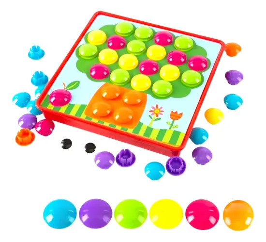 Joc mozaic Paun cu 46 butoni puzzle 12 planse Genius Art