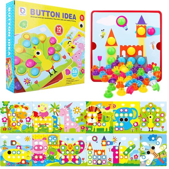 Joc mozaic Paun cu 46 butoni puzzle 12 planse Genius Art Joc mozaic Paun cu 46 butoni puzzle 12 planse Genius Art