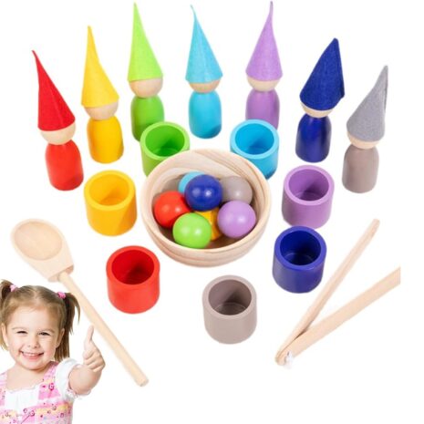 Jocuri Montessori de clasificare Sortare Figurine bile si cupe