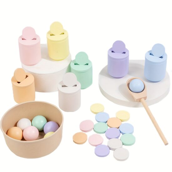 Jocuri Montessori de clasificare Sortare bile cupe si monede Jocuri Montessori de clasificare Sortare bile cupe si monede