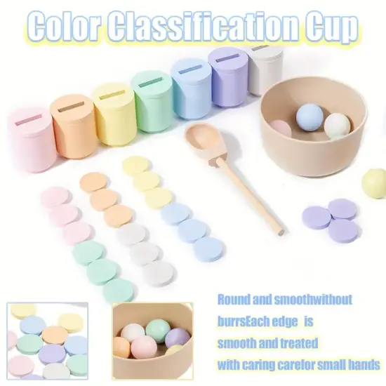 Jocuri Montessori de clasificare Sortare bile cupe si monede
