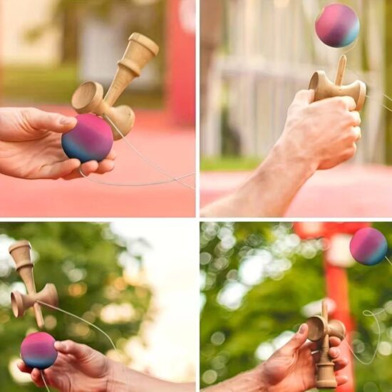 Jucarie Kendama 19cm Joc de indemanare Bila din cauciuc antistres