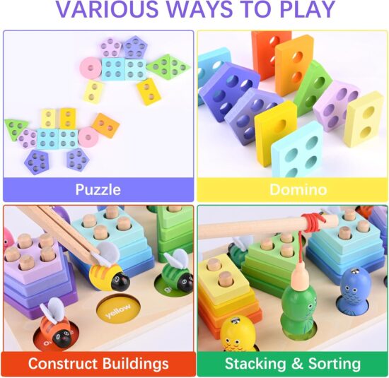 Jucarie Montessori Forme Sortator 3in1 Pescuieste Joc logaritmic