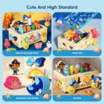 Jucarie cu roti Cutia Montessori de pescuit Puzzle animale de impins