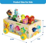 Jucarie cu roti Cutia Montessori de pescuit Puzzle animale de impins