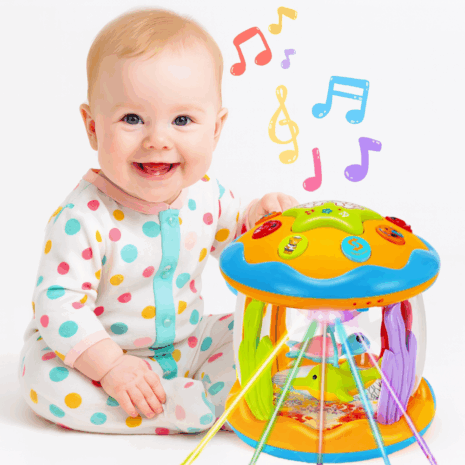 Jucarie interactiva bebe Proiector rotativ cu lumini si sunete