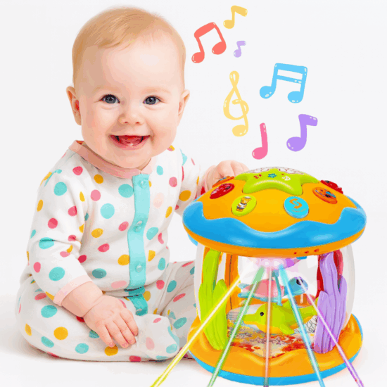 Jucarie interactiva bebe Proiector rotativ cu lumini si sunete