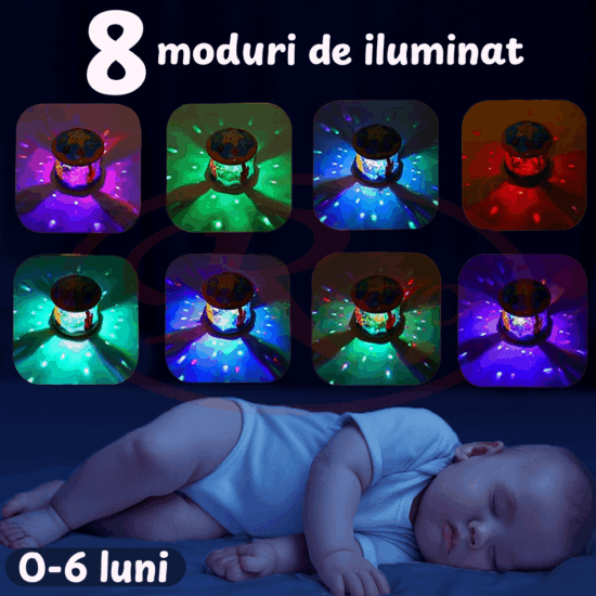 Jucarie interactiva bebe Proiector rotativ cu lumini si sunete