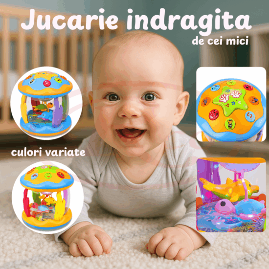 Jucarie interactiva bebe Proiector rotativ cu lumini si sunete
