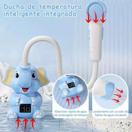Jucarie pentru baie Dus sub forma de Elefant cu termometru