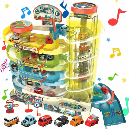 Parcare cu lift 6 Masini Pista cu 4 etaje Jucarii Garaj pentru vehicule