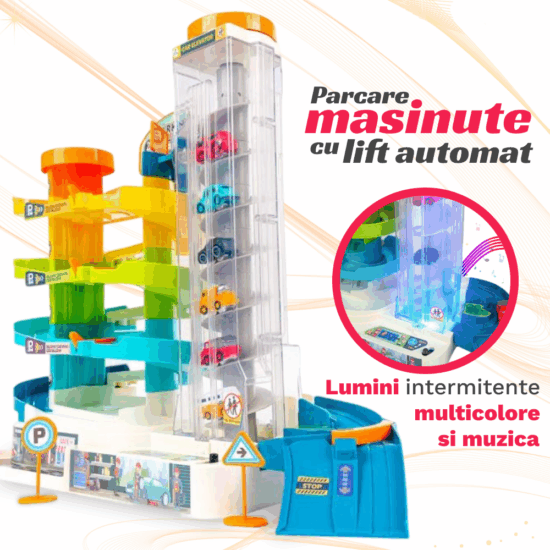 Parcare cu lift 6 Masini Pista cu 4 etaje Jucarii Garaj pentru vehicule