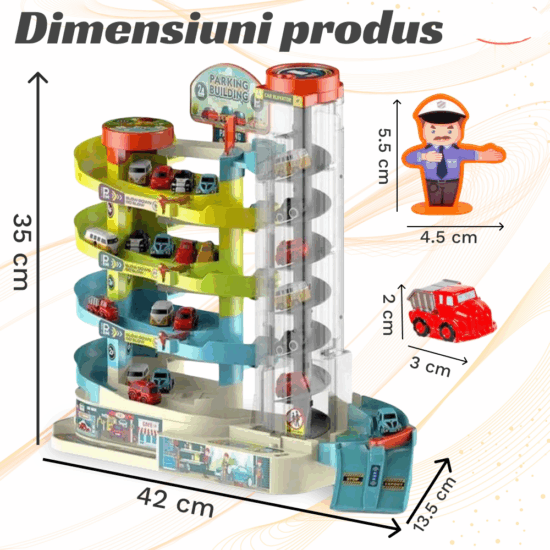Parcare cu lift 6 Masini Pista cu 4 etaje Jucarii Garaj pentru vehicule