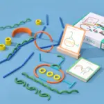 Puzzle Joc creativ Asociaza cartonase cu betisoare si forme color