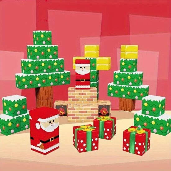 Set 100 Cuburi magnetice Mos Craciun Magnetic Jucarii Stem