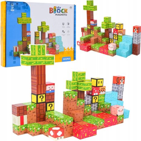 Set 102 Cuburi magnetice MineCraft Magnetic Jucarii Stem constructii