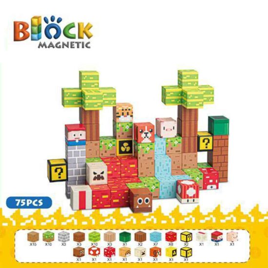Set 102 Cuburi magnetice MineCraft Magnetic Jucarii Stem constructii