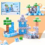 Set 113 Cuburi magnetice Minecraft Ice Jucarii Stem de construit