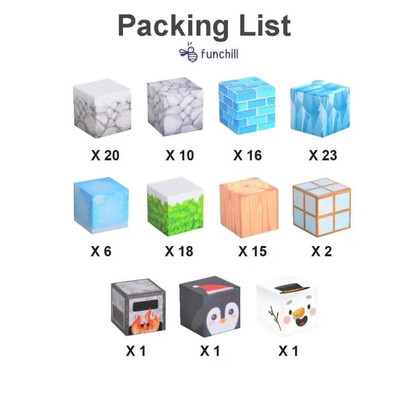 Set 113 Cuburi magnetice Minecraft Ice Jucarii Stem de construit