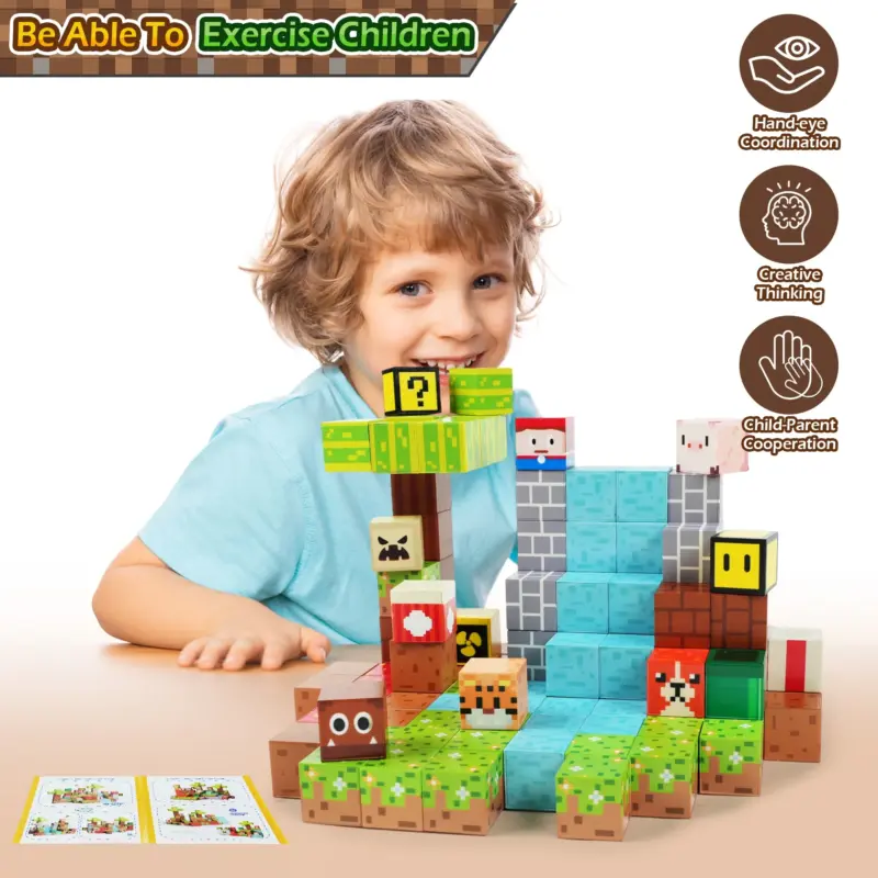 Set 117 Cuburi magnetice MineCraft Magnetic Jucarii Stem constructii
