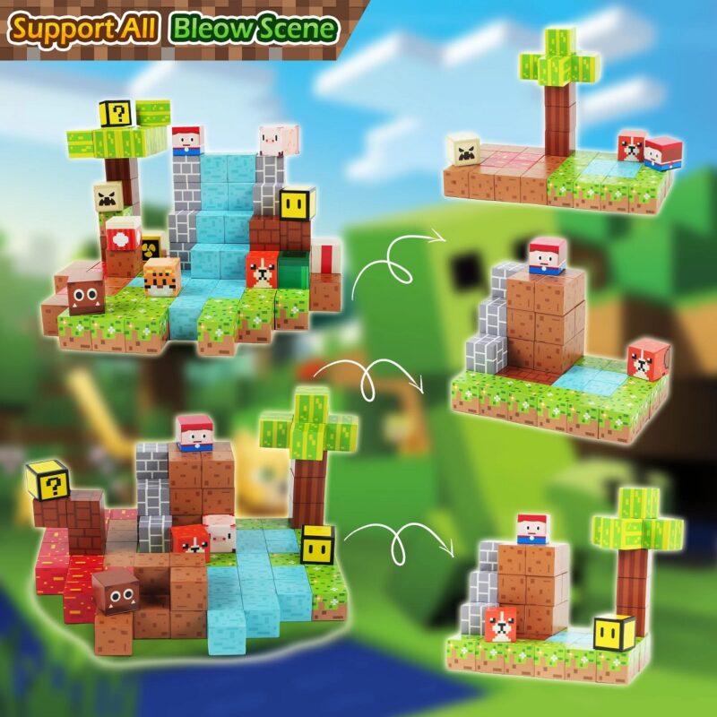 Set 117 Cuburi magnetice MineCraft Magnetic Jucarii Stem constructii