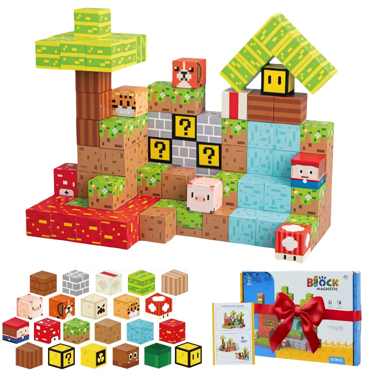 Set 117 Cuburi magnetice MineCraft Magnetic Jucarii Stem constructii