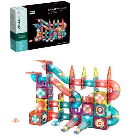 Set 140 Cuburi magnetice transparente luminoase Circuit STEM