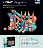 Set 140 Cuburi magnetice transparente luminoase Circuit STEM