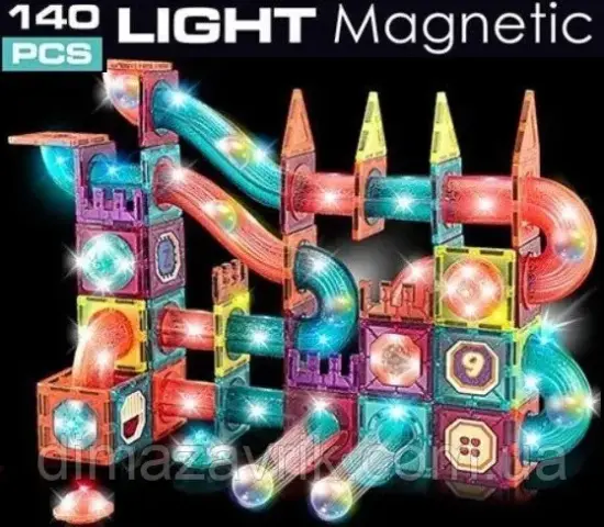 Set 140 Cuburi magnetice transparente luminoase Circuit STEM