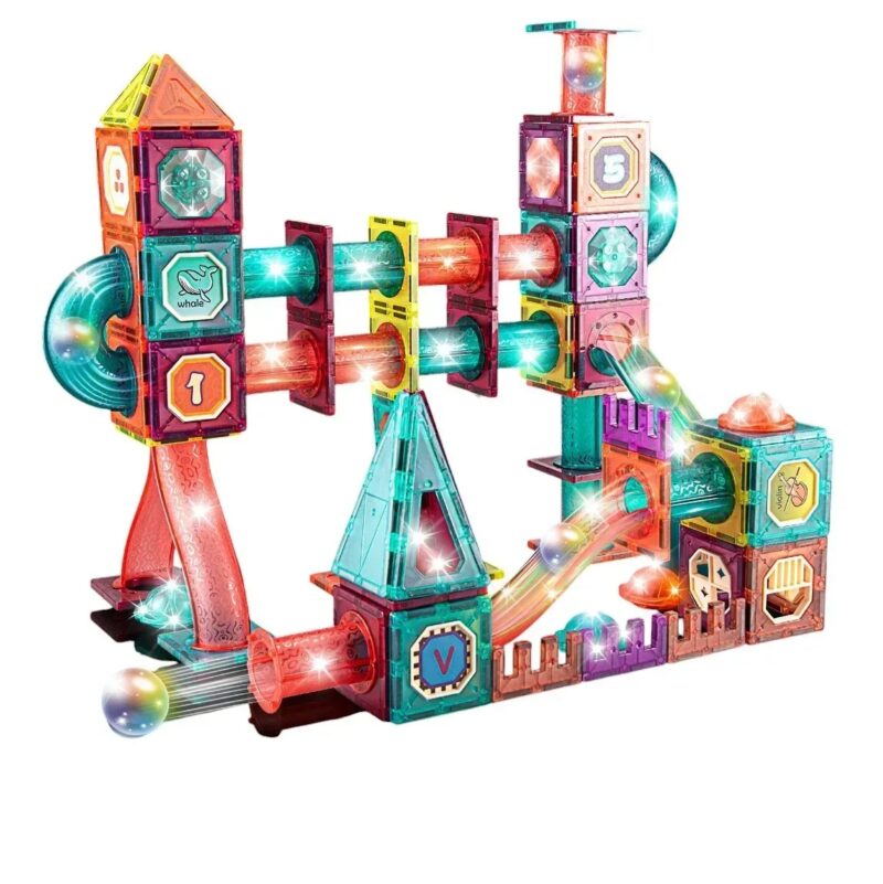 Set 166 Cuburi magnetice transparente luminoase Circuit STEM