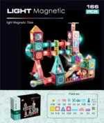 Set 166 Cuburi magnetice transparente luminoase Circuit STEM