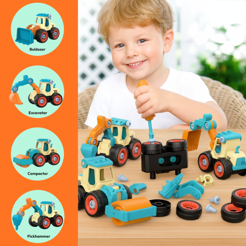 Set 4 Vehicule demontabile Jucarii de construit Asamblat 106 piese