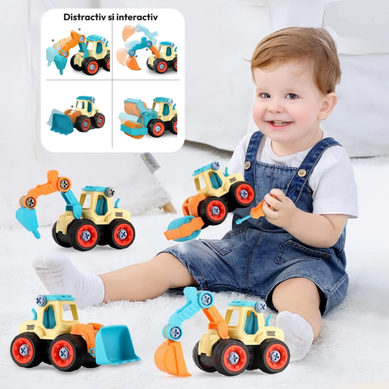 Set 4 Vehicule demontabile Jucarii de construit Asamblat 106 piese