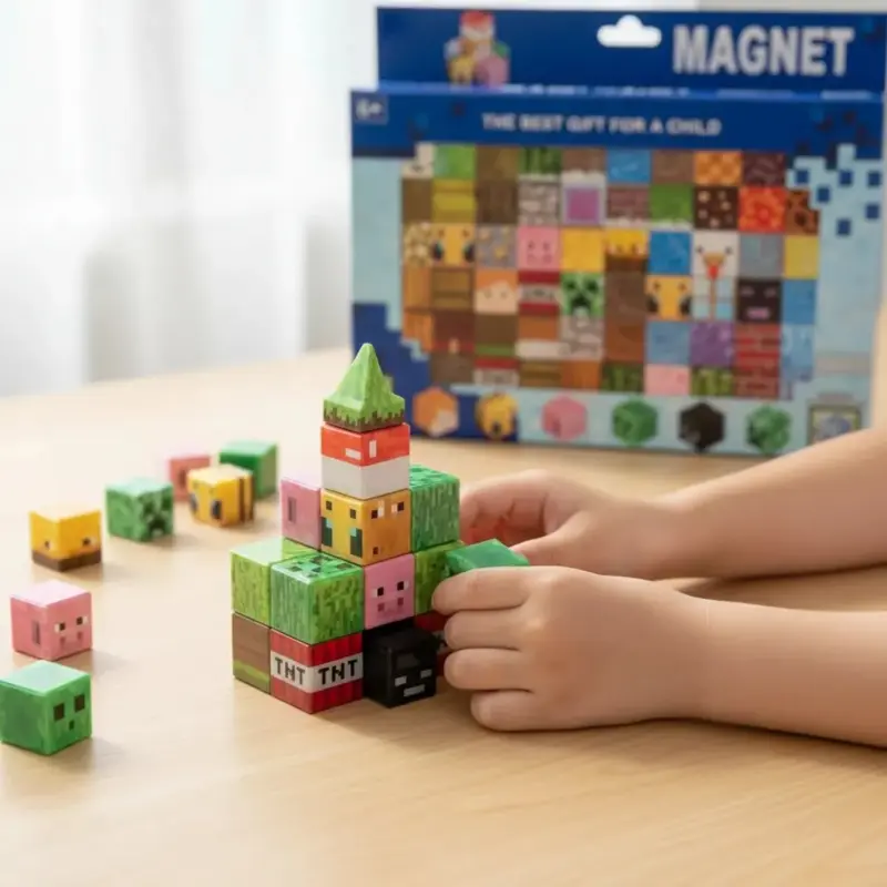 Set 60 Cuburi magnetice Craft Magnetic Jucarii Stem de construit